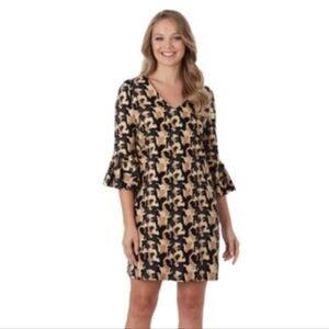 Jude Connally Lyla ponte sz small tan black camouflage dress camo